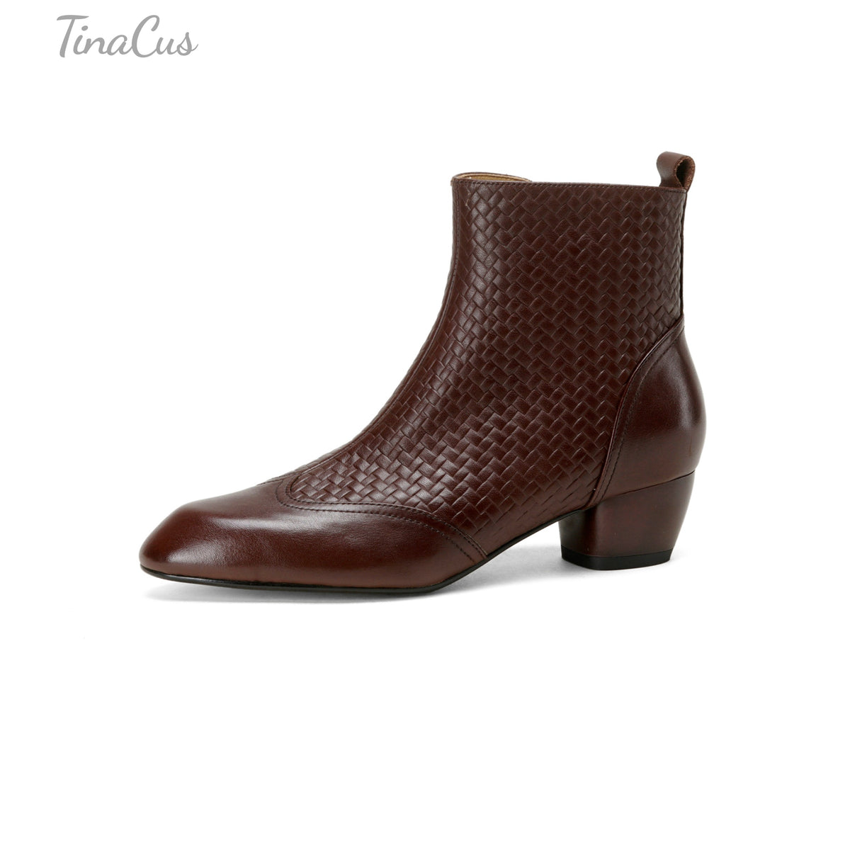 TinaCus Women’s Round Toe Cuban Heel Side Zipper Retro Ankle Booties