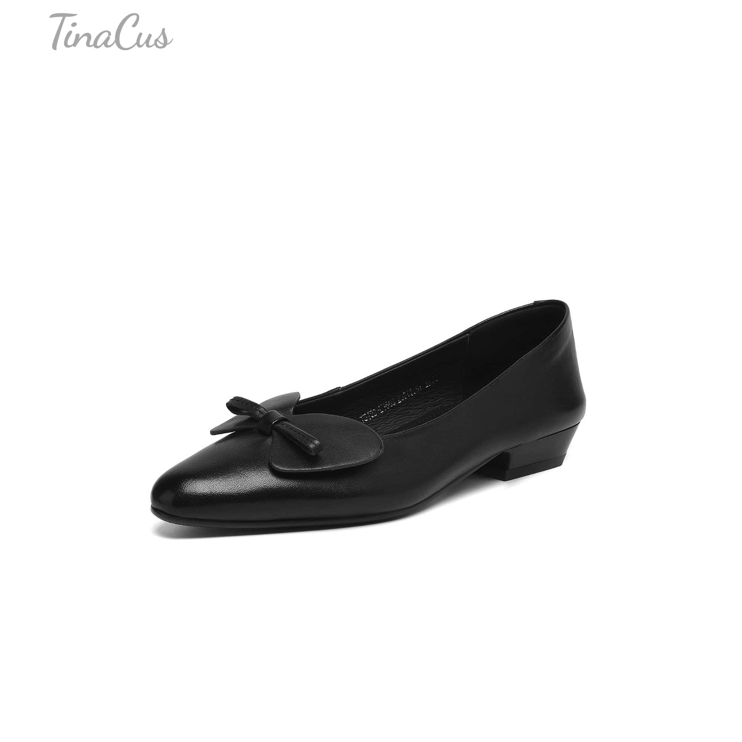 TinaCus Handmade Women's Genuine Leather Pointed Toe Slip On Office Dress Ballet Flats Shoes with Bow