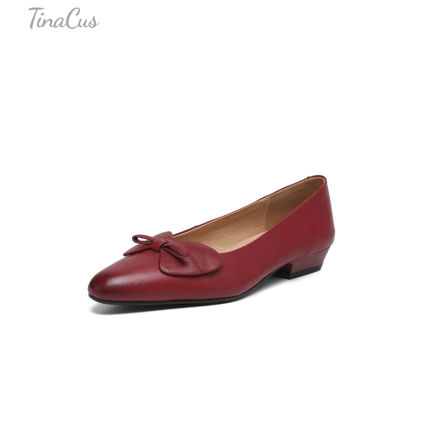 TinaCus Handmade Women's Genuine Leather Pointed Toe Slip On Office Dress Ballet Flats Shoes with Bow