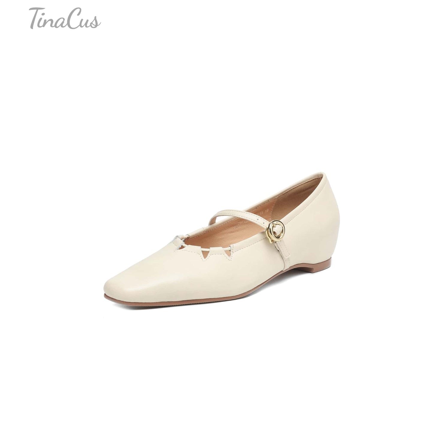 TinaCus Handmade Women's Genuine Leather Comfortable Square Toe Adjustable Buckle Dress Mary Jane Flats Shoes