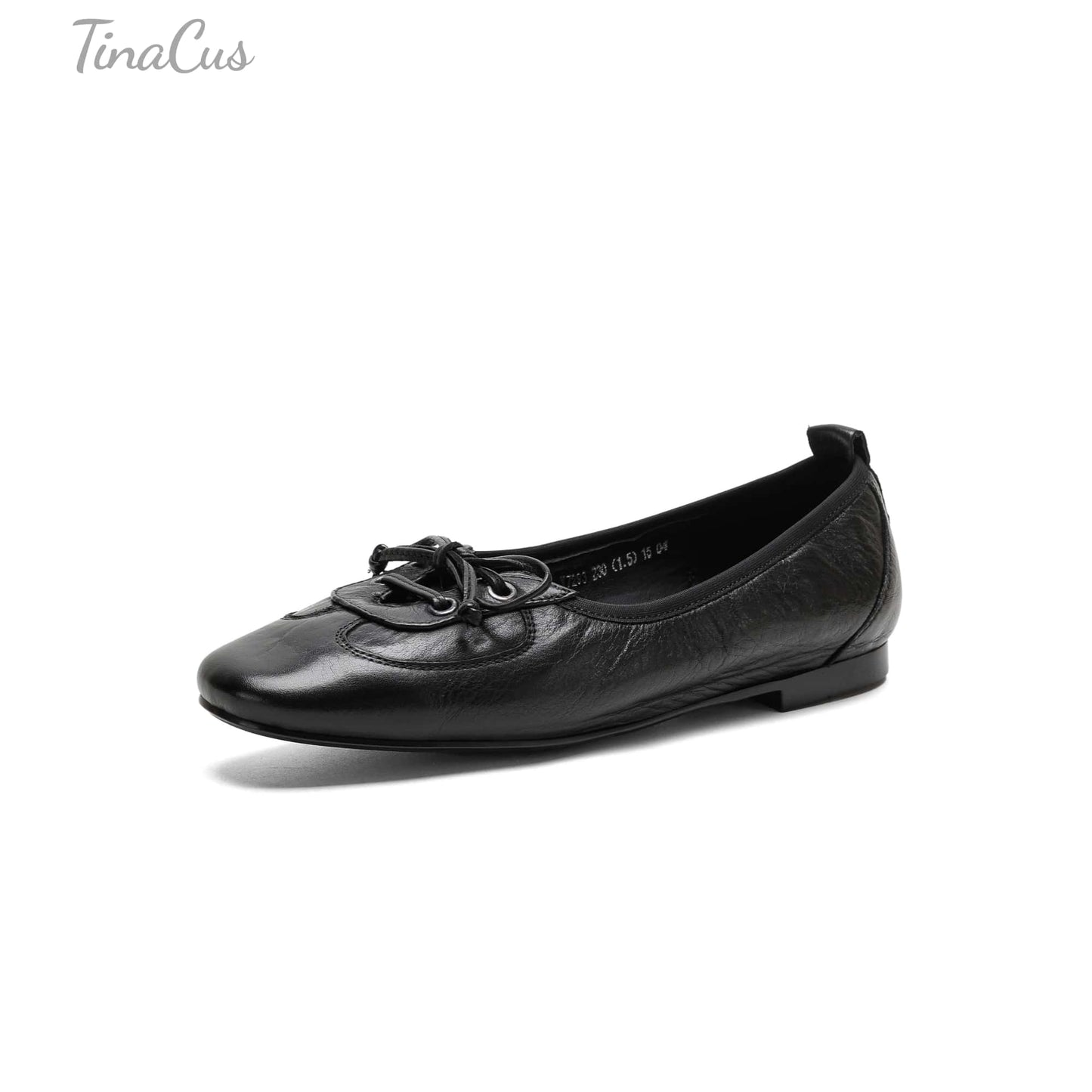 TinaCus Women's Slip On Ballet Flats Handmade Genuine Leather Lace-up Design Round Toe Daily Casuall Shoes