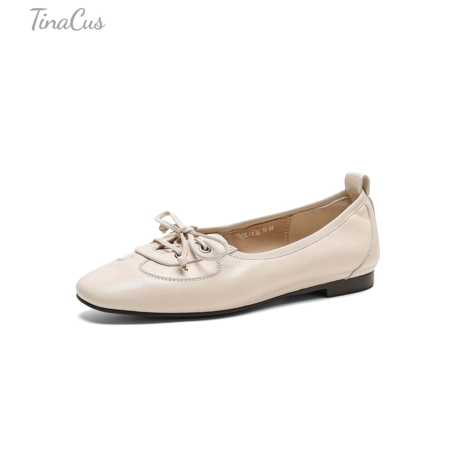 TinaCus Women's Slip On Ballet Flats Handmade Genuine Leather Lace-up Design Round Toe Daily Casuall Shoes
