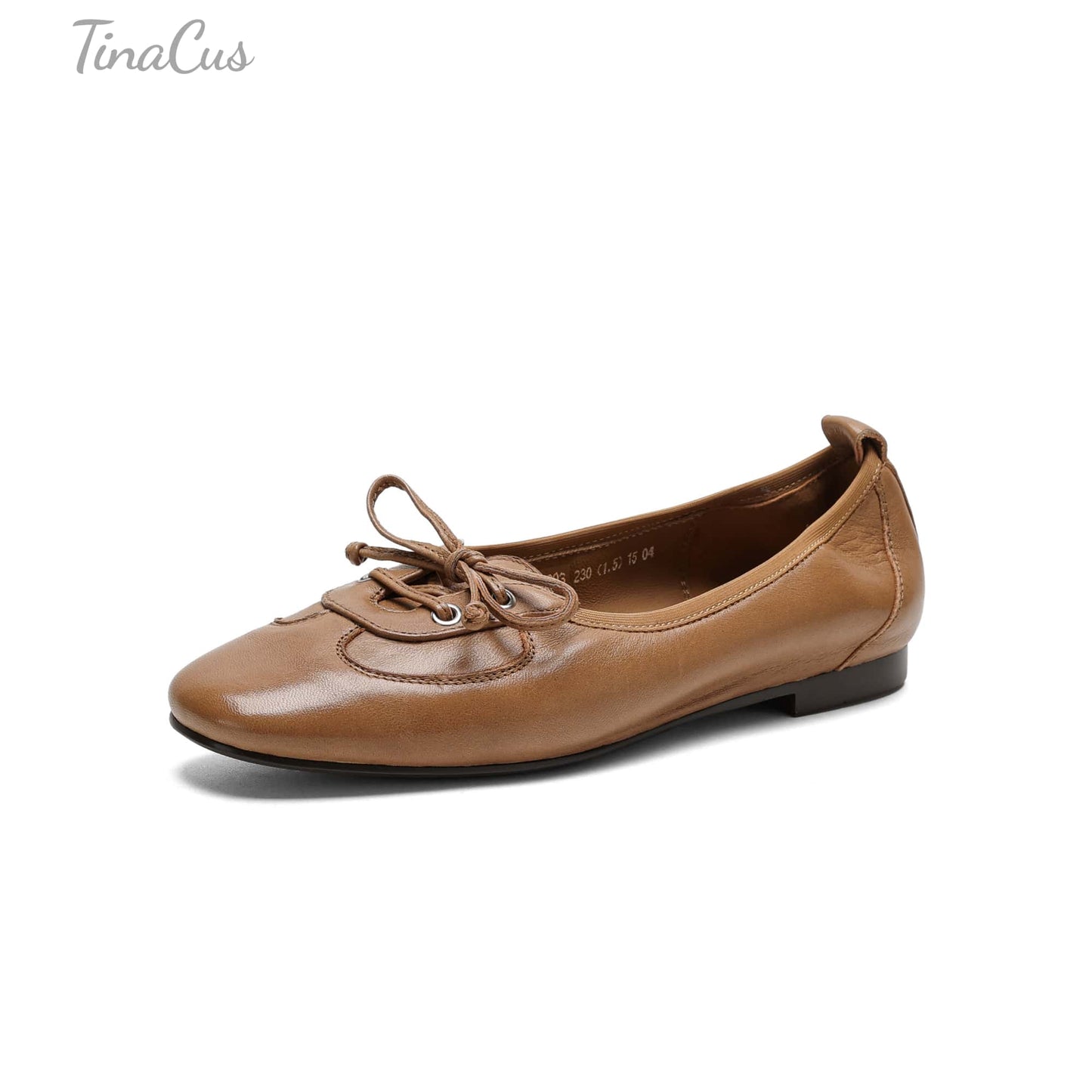 TinaCus Women's Slip On Ballet Flats Handmade Genuine Leather Lace-up Design Round Toe Daily Casuall Shoes