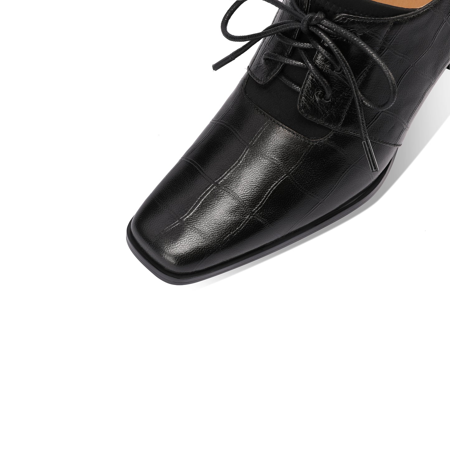 TinaCus Women's Square Toe Handmade Selftie with Zipper Genuine Leather Spool Heels Pumps Shoes