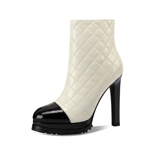 TinaCus Women's Patent Leather Handmade Assorted Colors Side Zip High Heel Platform Ankle Boots