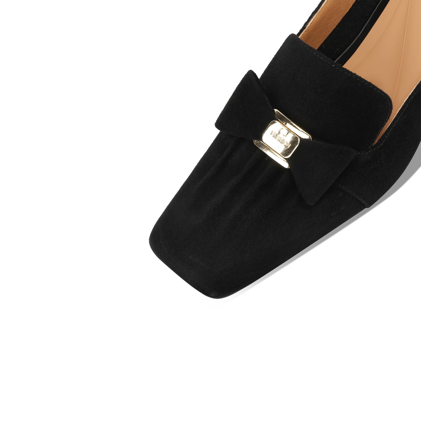 TinaCus Women's Square Toe Handmade Bowknot Suede Leather Low Chunky Heels Cute Loafers Shoes