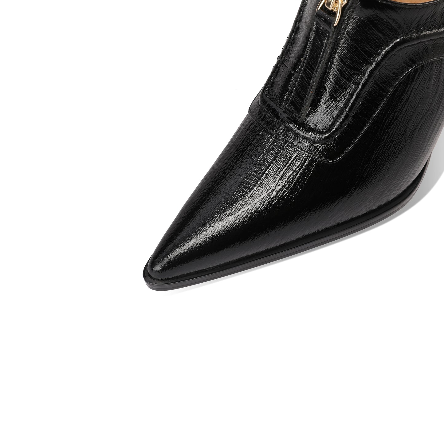 TinaCus Women's Pointed Toe Handmade Front Zipper Mid Block Heels Genuine Leather Elegant Pumps Shoes