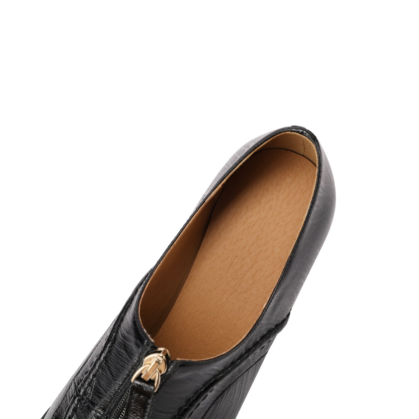 TinaCus Women's Pointed Toe Handmade Front Zipper Mid Block Heels Genuine Leather Elegant Pumps Shoes