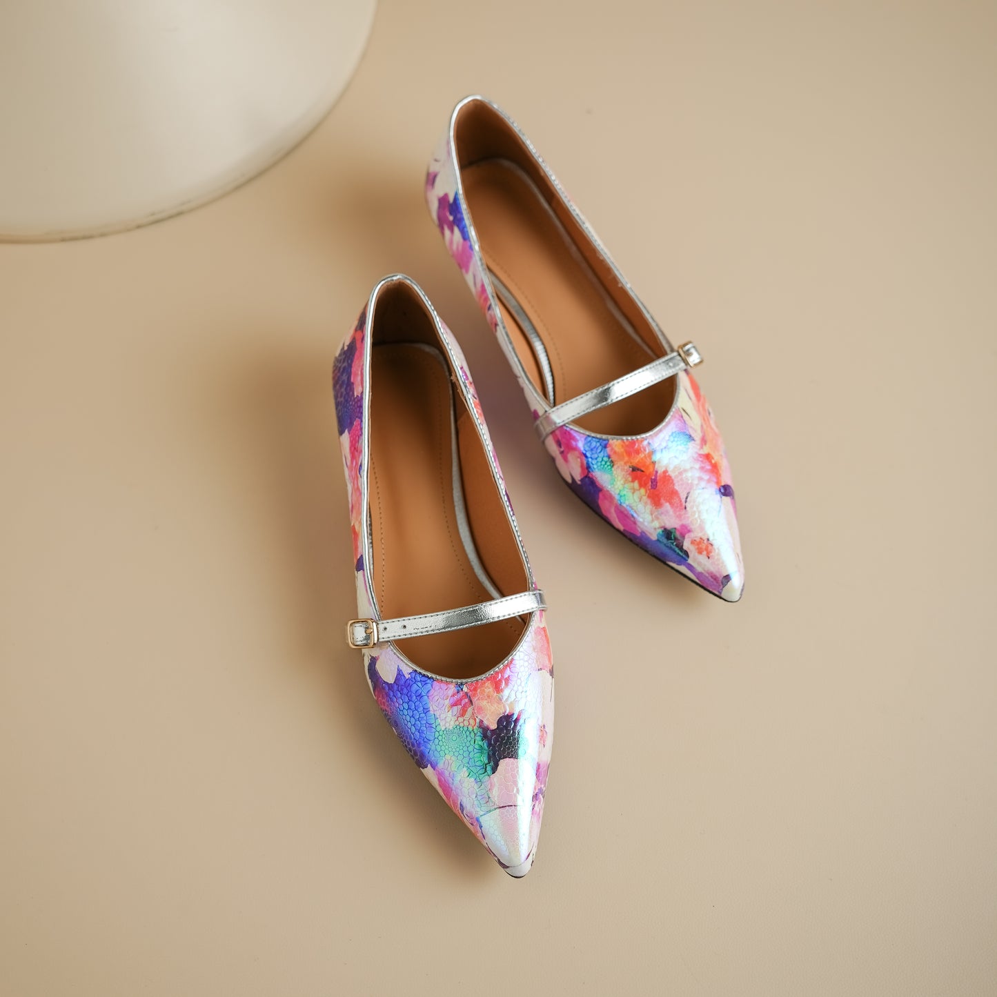 TinaCus Women's Pointed Toe Mary Jane Shoes Handmade Leather Colorful Dress Slip-on Shoes