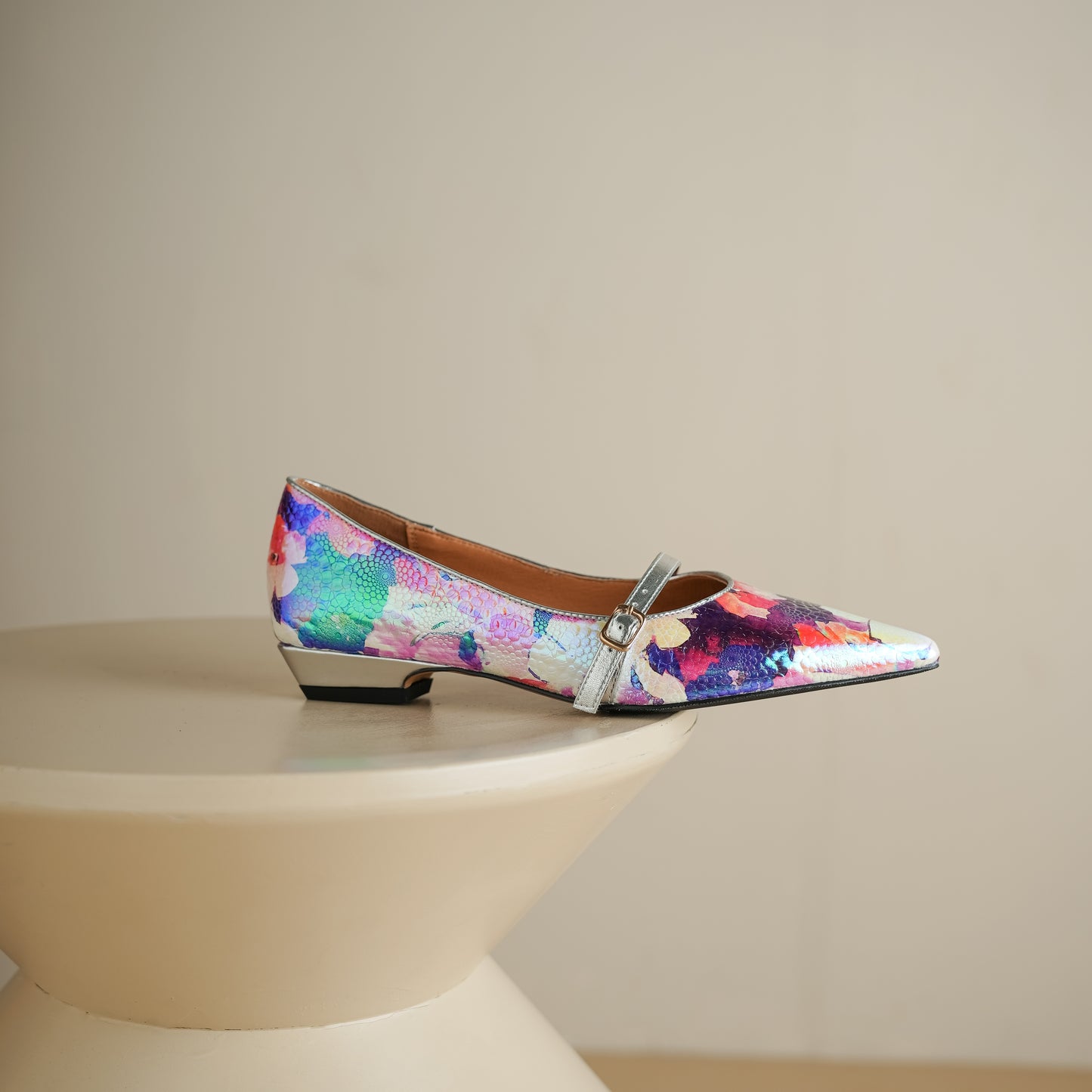 TinaCus Women's Pointed Toe Mary Jane Shoes Handmade Leather Colorful Dress Slip-on Shoes