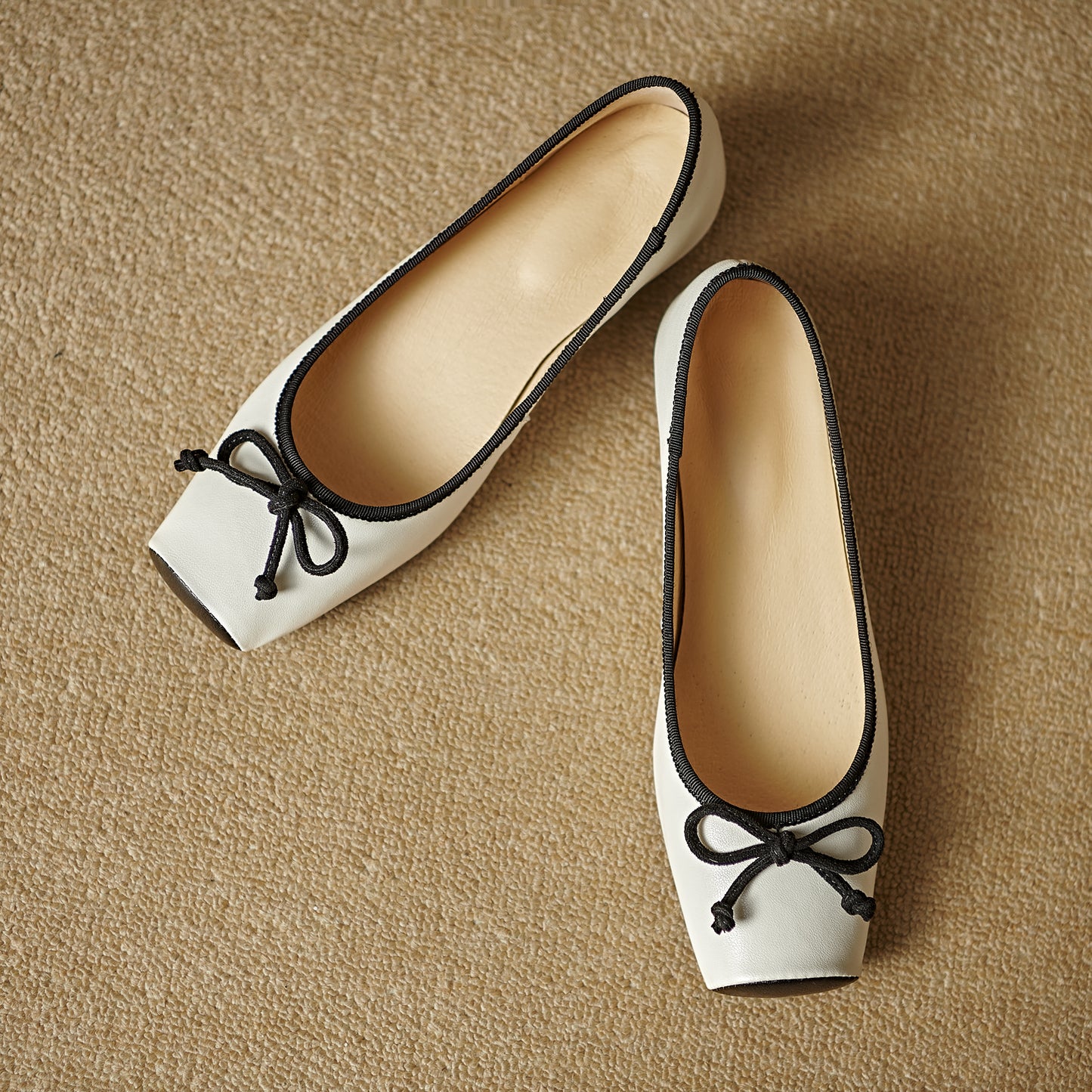 TinaCus Handmade Women's Genuine Leather Dressy Square Toe Ballet Flat with Bowknot