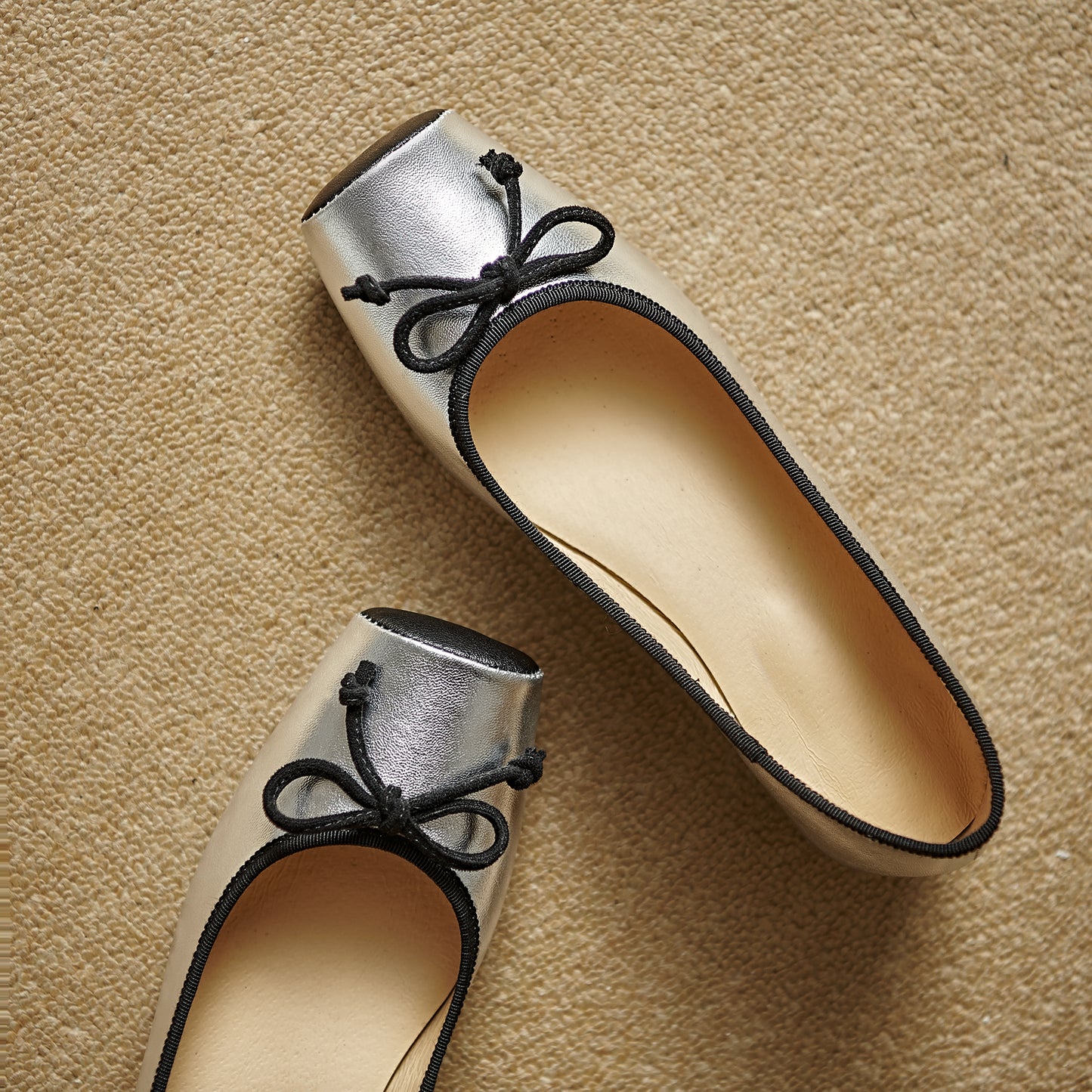 TinaCus Handmade Women's Genuine Leather Dressy Square Toe Ballet Flat with Bowknot