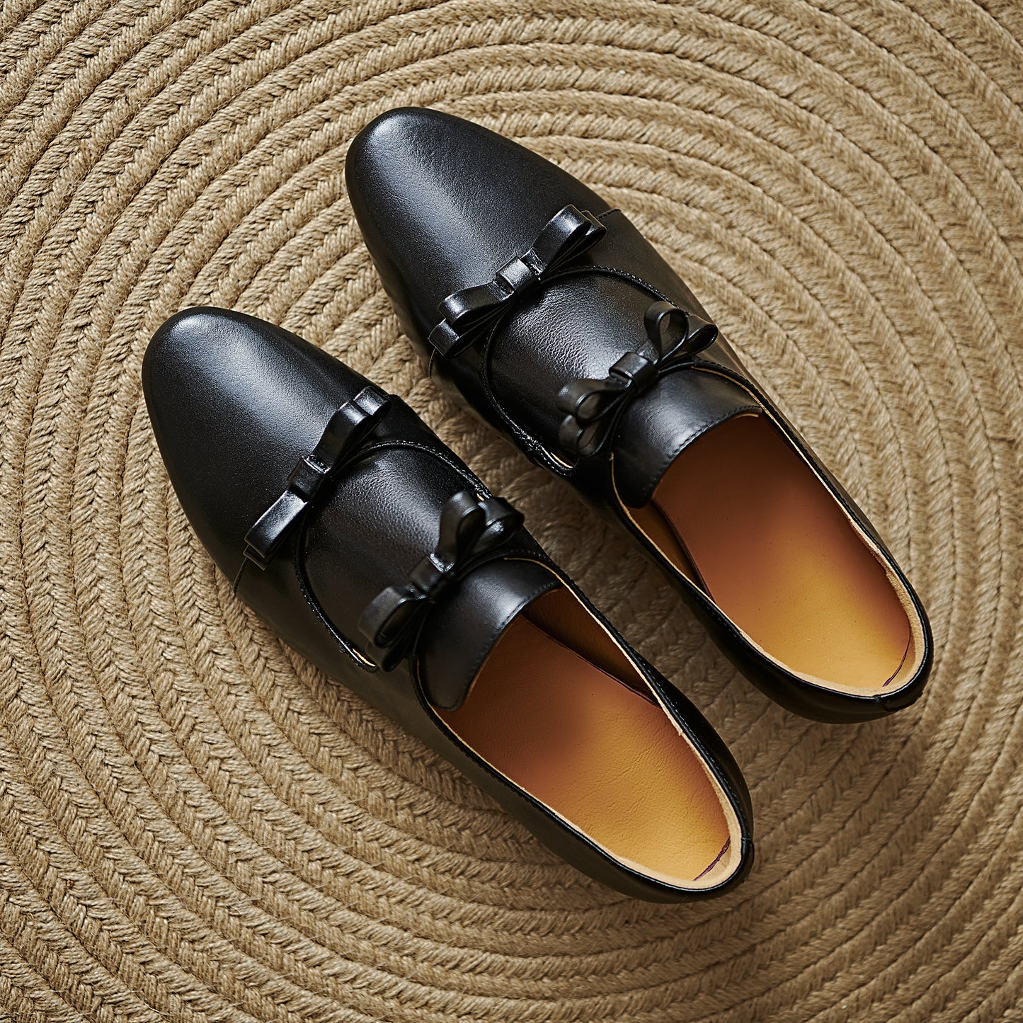 TinaCus Handmade Women's Genuine Leather Round Toe Double Bowknots Classic Loafer Shoes