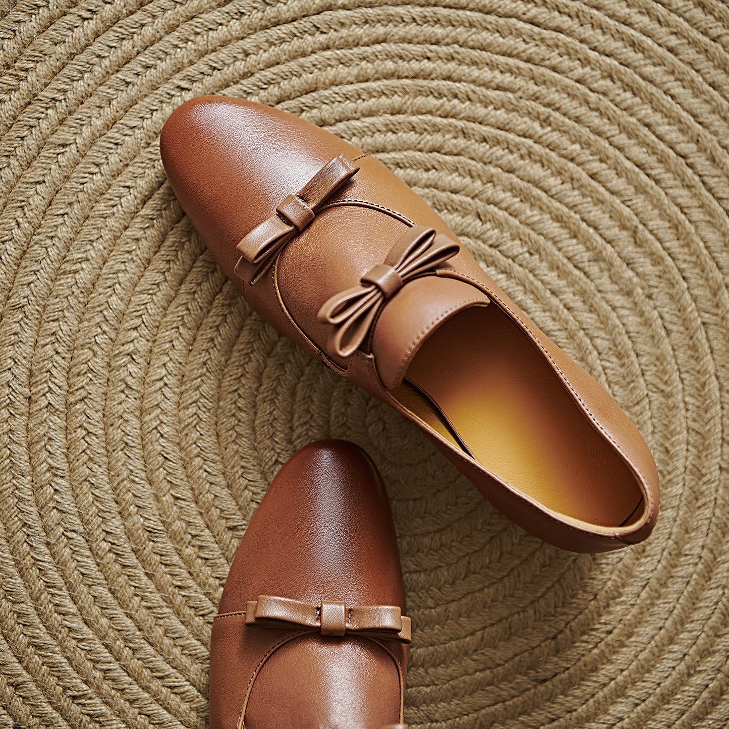 TinaCus Handmade Women's Genuine Leather Round Toe Double Bowknots Classic Loafer Shoes