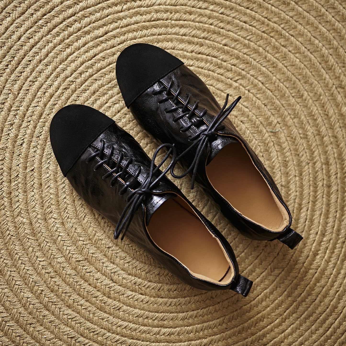 TinaCus Handmade Women's Genuine Leather Round Toe Lace-up Office Oxford Flats