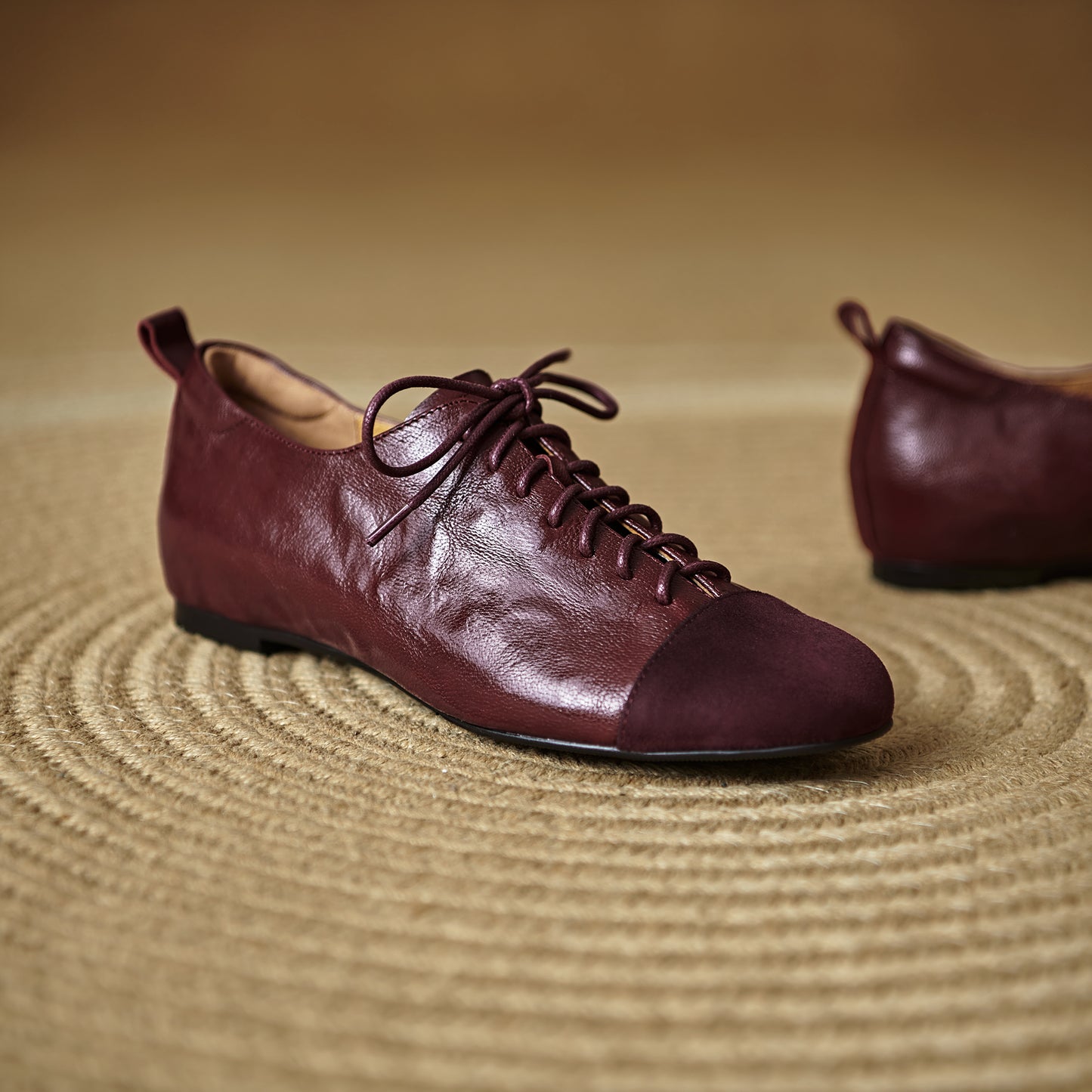 TinaCus Handmade Women's Genuine Leather Round Toe Lace-up Office Oxford Flats