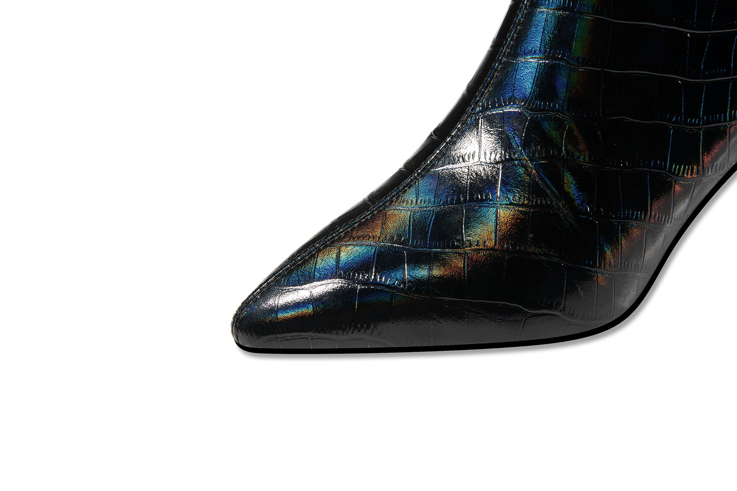 TinaCus Handmade Genuine Leather Crystal-Heel Leather Ankle Boots