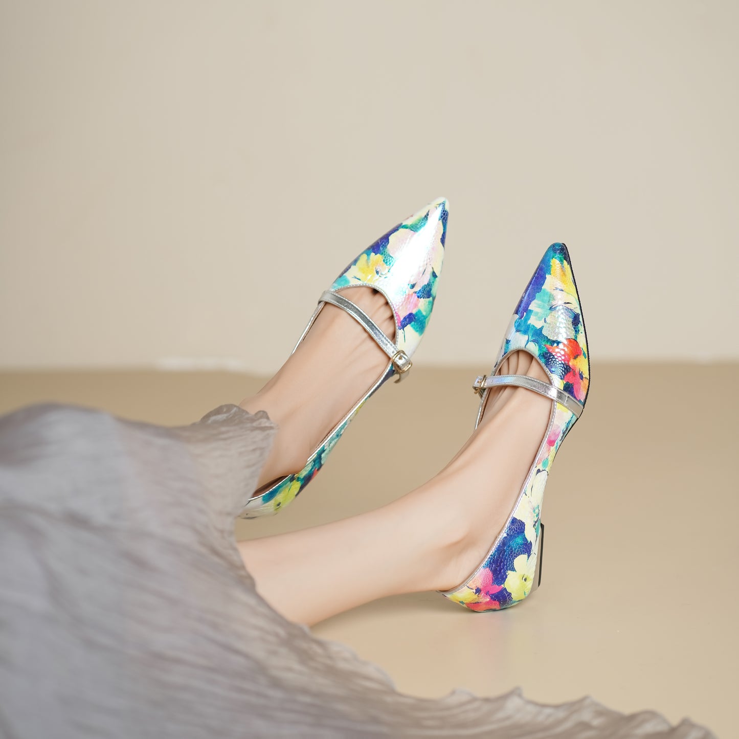 TinaCus Women's Pointed Toe Mary Jane Shoes Handmade Leather Colorful Dress Slip-on Shoes