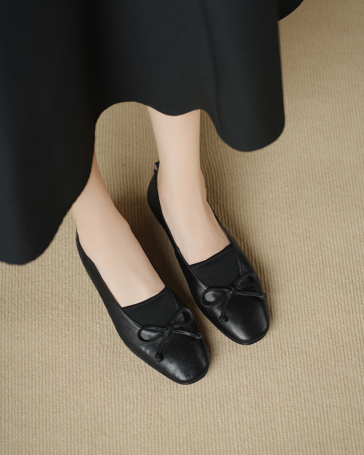 TinaCus Handmade Women's Genuine Leather Round Toe Elastic Slip On Low Heel Dress Loafer Shoes with Bowknot