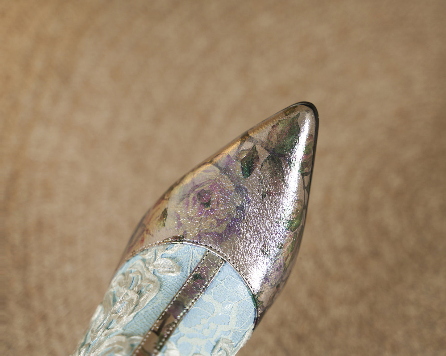 TinaCus Damen-Stiefeletten mit Glitzerschnalle, echtes Leder, handgefertigt, Reißverschluss hinten, Stickerei, Blumen