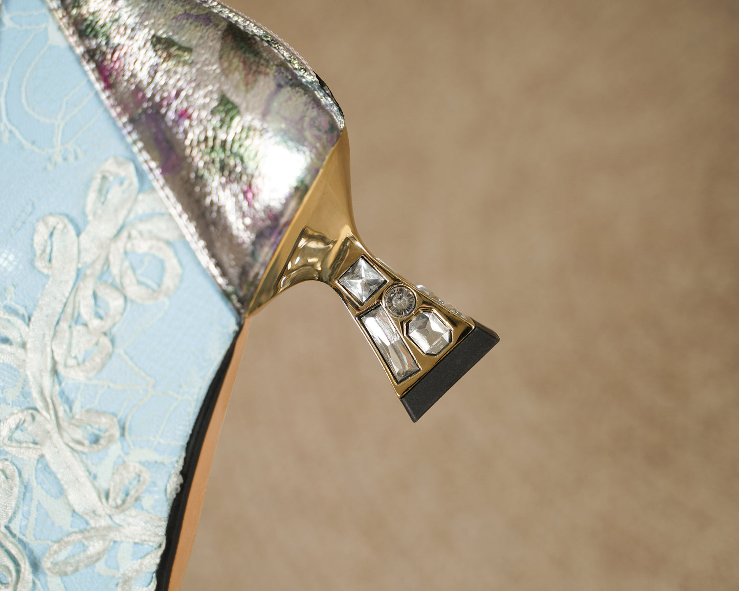 TinaCus Damen-Stiefeletten mit Glitzerschnalle, echtes Leder, handgefertigt, Reißverschluss hinten, Stickerei, Blumen