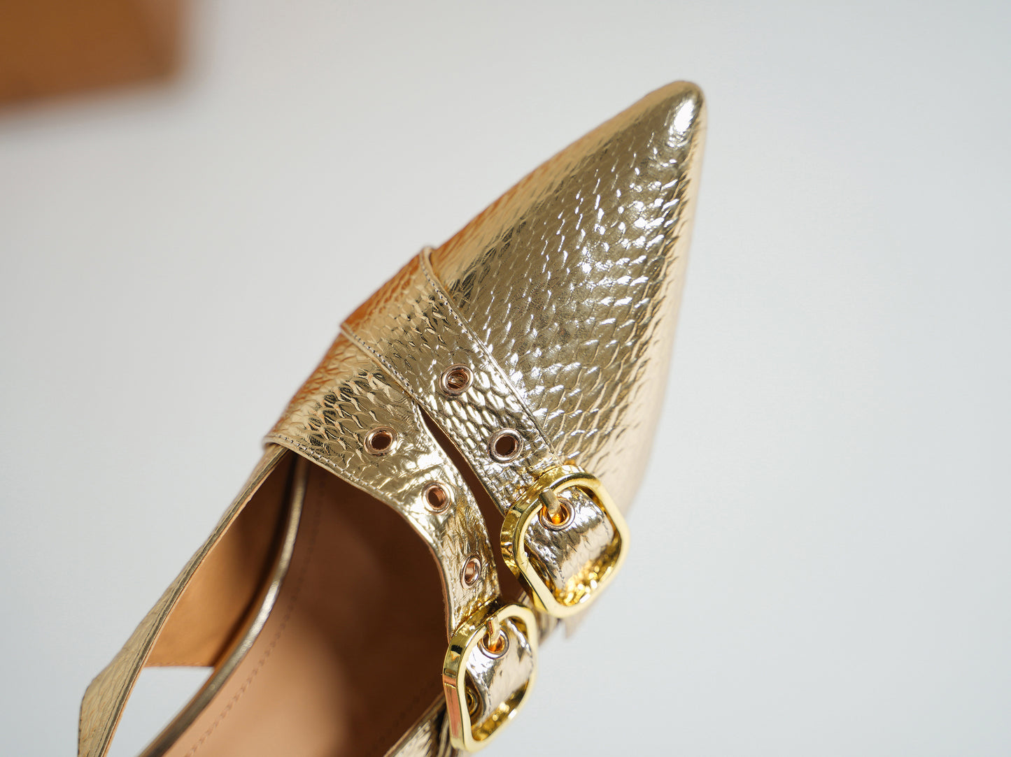 TinaCus Genuine Leather Women's Slingbacks Pointed Toe Handmade Buckles Low Heel Chic Sandals