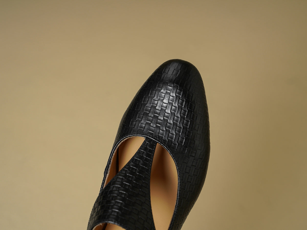 TinaCus Women's Round Toe Embossed Genuine Leather T Strap Buckle Mary Jane Flats