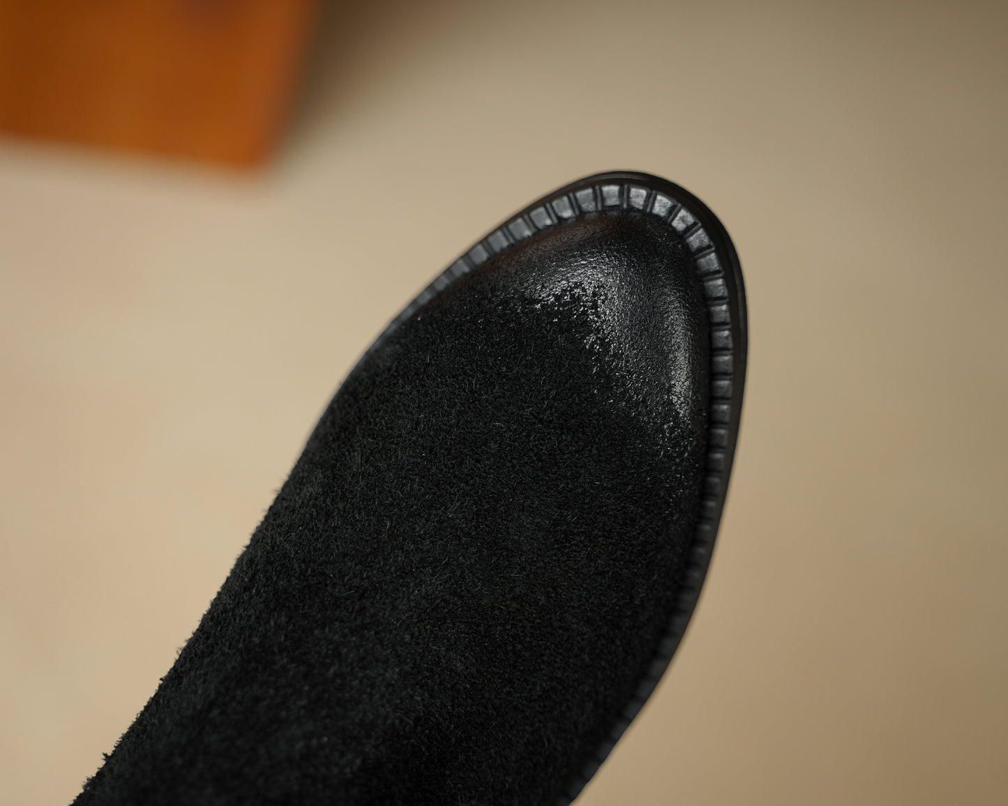 TinaCus Women's Suede/Genuine Leather Handmade V-cut Round Toe Stacked Heel Back Zip Up Ankle Booties