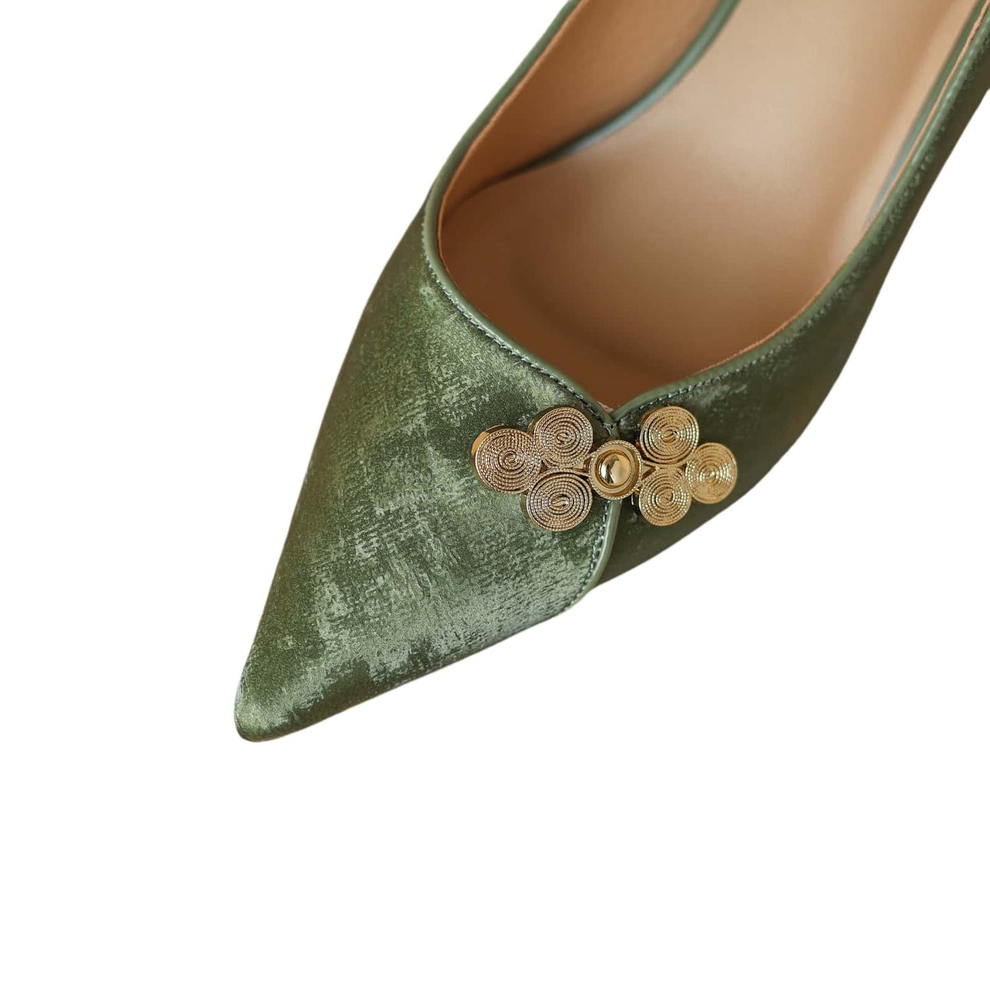 TinaCus Handmade Women's Suede Leather Closed Pointed Toe Colorful Rhinestones Flower Stiletto Heel Pumps