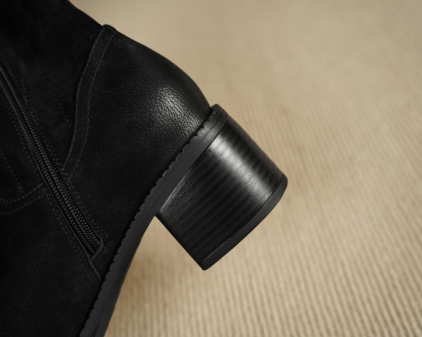 TinaCus Women's Suede/Genuine Leather Handmade Round Toe Stacked Heel Side Zip Casual Chelsea Booties