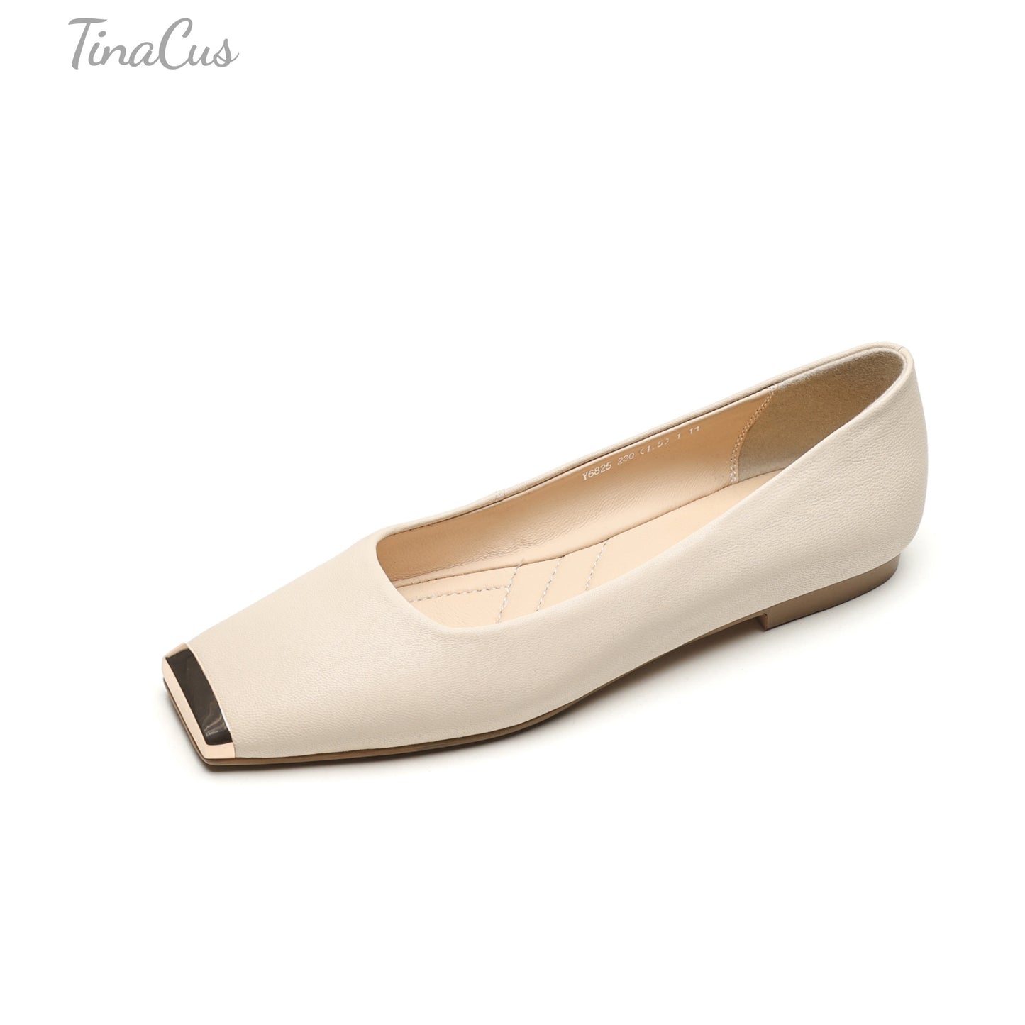 TinaCus Handmade Square Toe Genuine Leather Women's Slip On Comfortable Flat Shoes