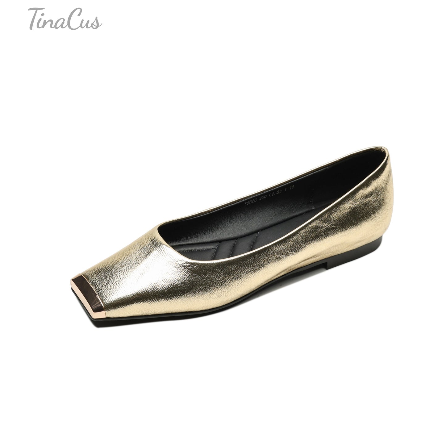 TinaCus Handmade Square Toe Genuine Leather Women's Slip On Comfortable Flat Shoes