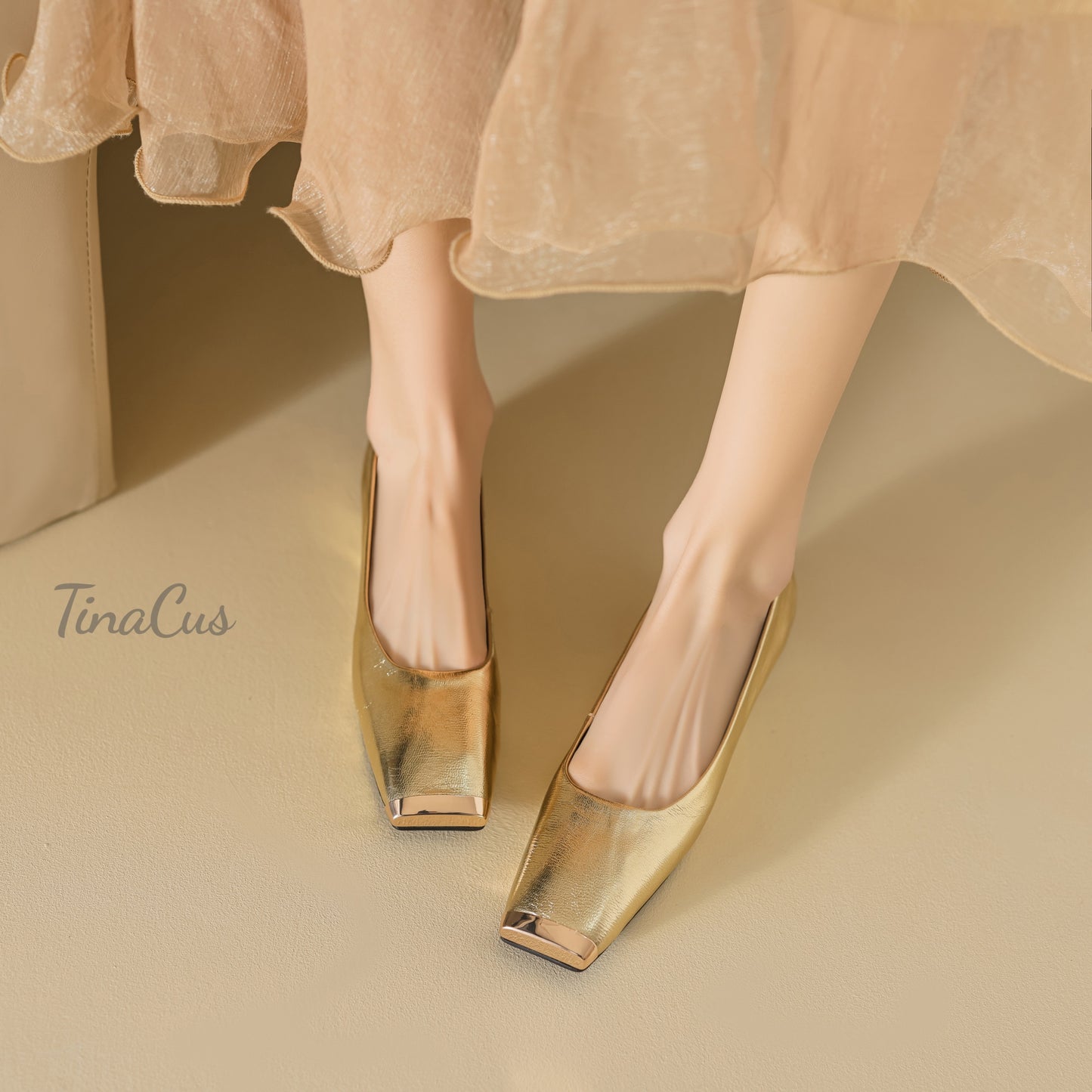 TinaCus Handmade Square Toe Genuine Leather Women's Slip On Comfortable Flat Shoes