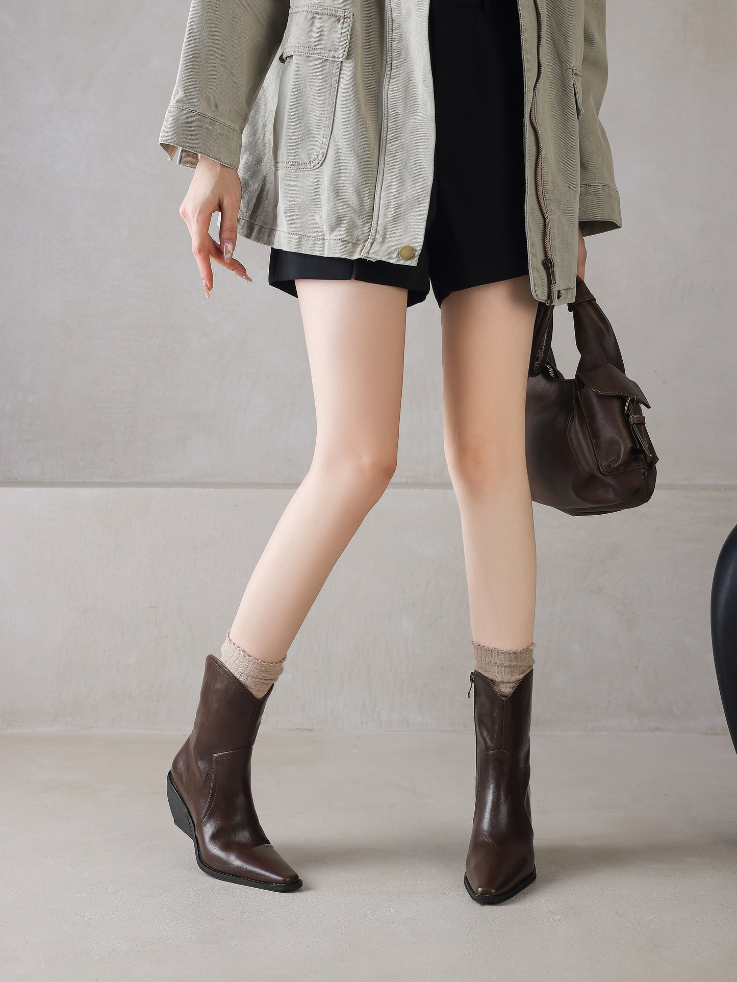 TinaCus Women's Genuine Leather Handmade Wedge Heel Side Zip Up Cowgirl Western Boots