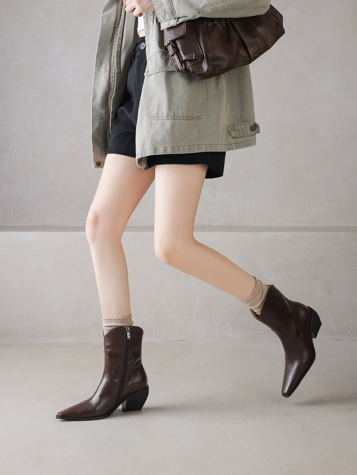 TinaCus Women's Genuine Leather Handmade Wedge Heel Side Zip Up Cowgirl Western Boots