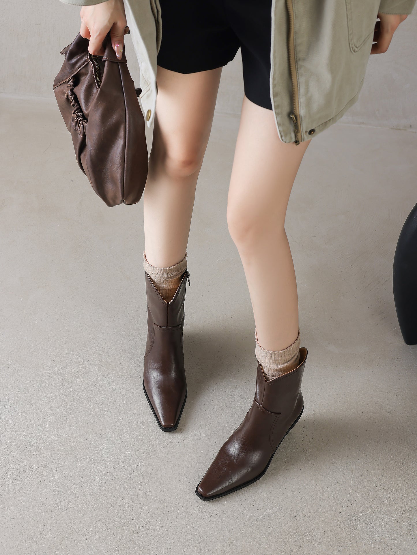 TinaCus Women's Genuine Leather Handmade Wedge Heel Side Zip Up Cowgirl Western Boots