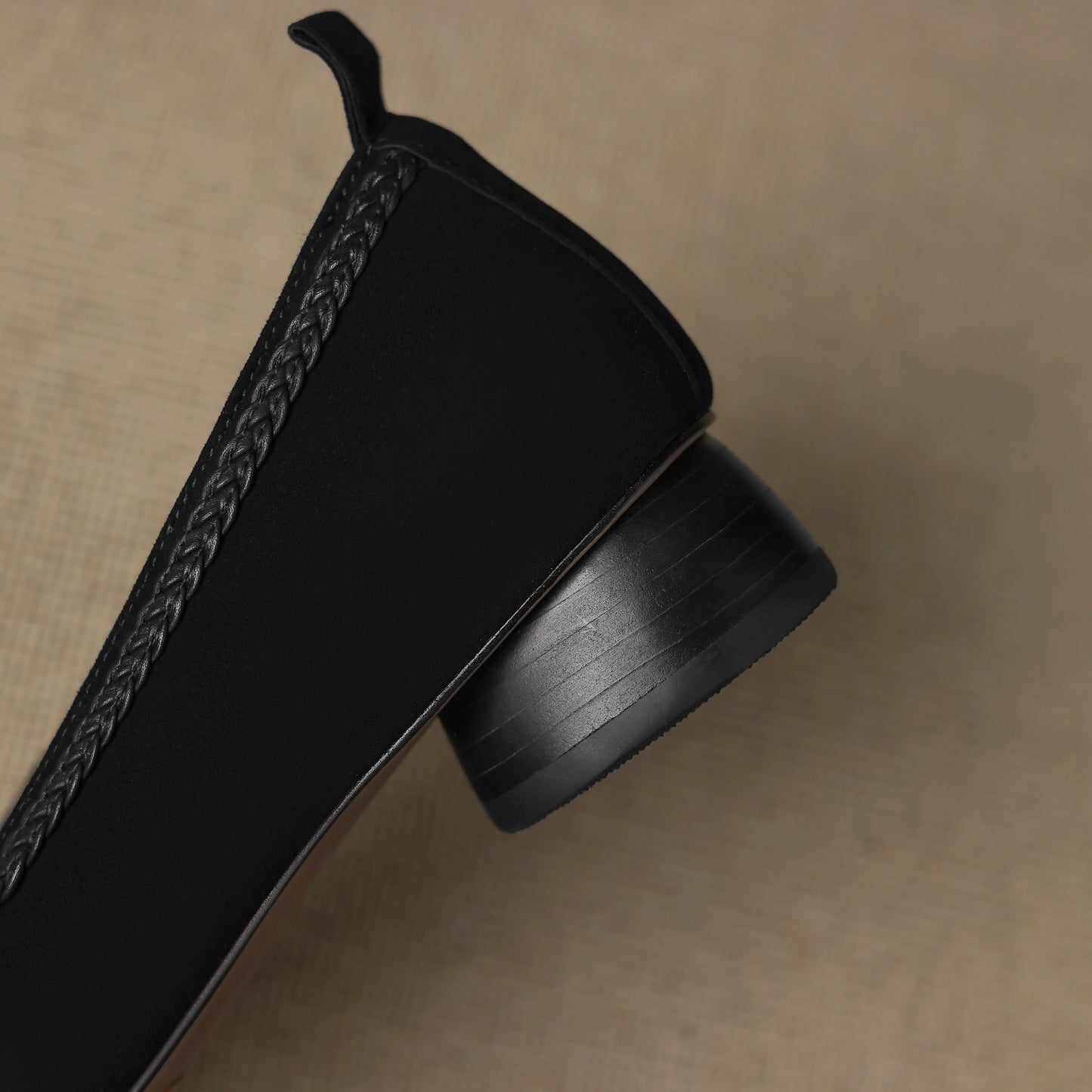 TinaCus Handmade Women's Suede Leather Toe Braided Stacked Heel Slip On Comfortable Pump Shoes