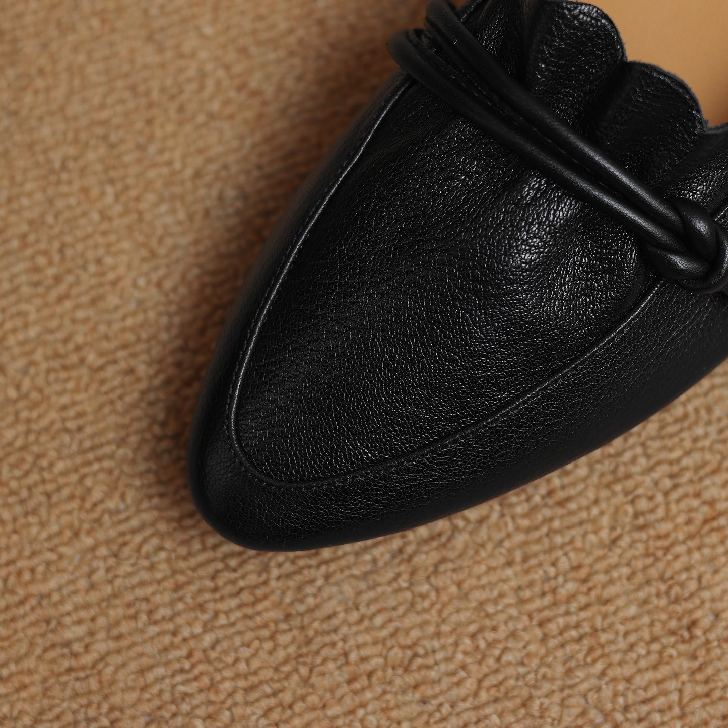 TinaCus Women's Pointed Toe Soft Genuine Leather Low Chunky Heels Handmade Pumps Shoes