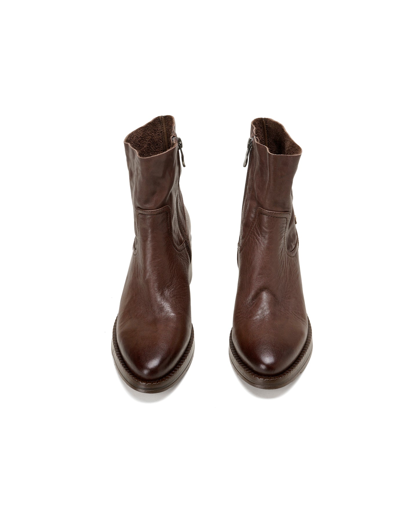 TinaCus Women's Suede/Genuine Leather Handmade Round Toe Stacked Heel Side Zip Casual Chelsea Booties