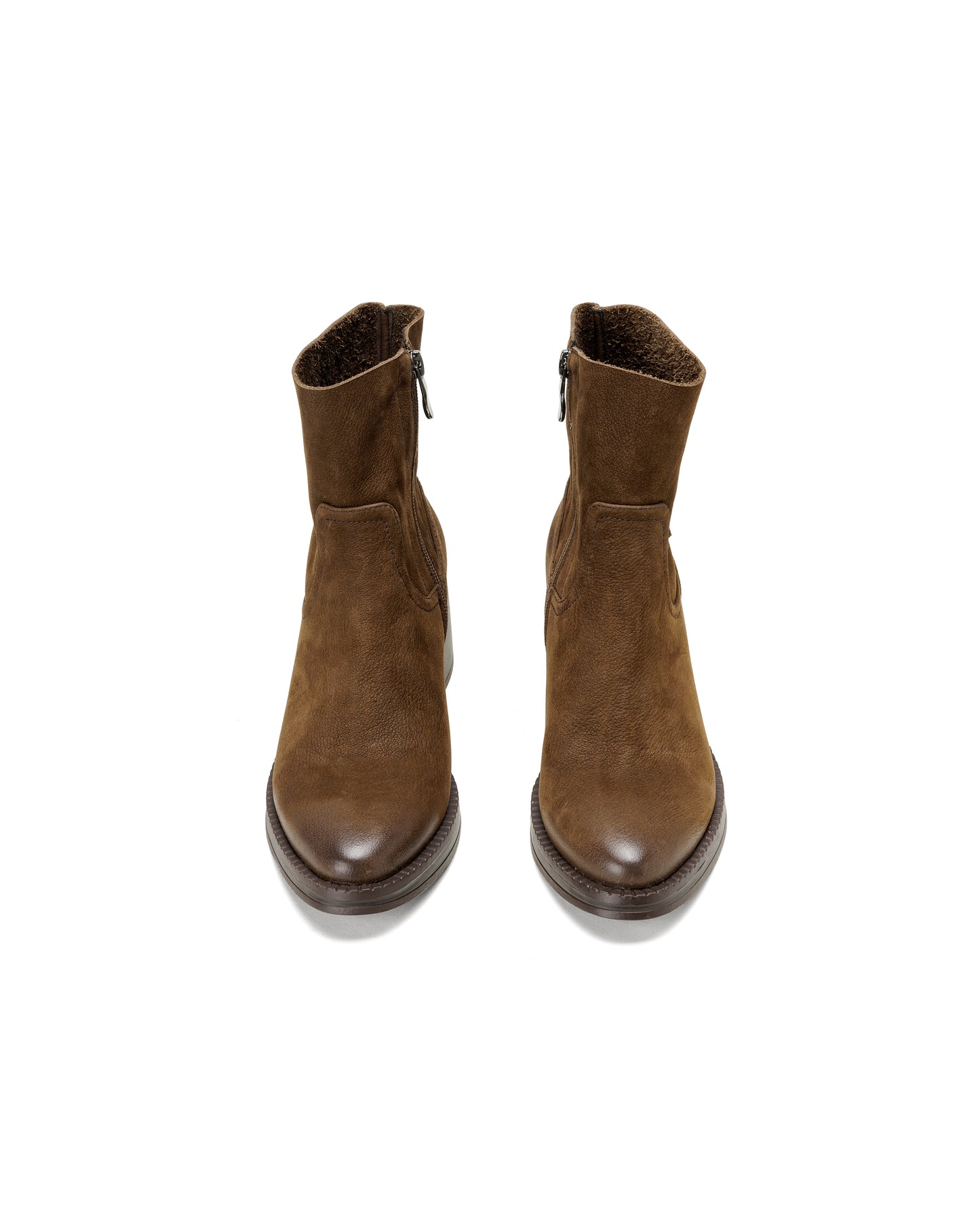 TinaCus Women's Suede/Genuine Leather Handmade Round Toe Stacked Heel Side Zip Casual Chelsea Booties