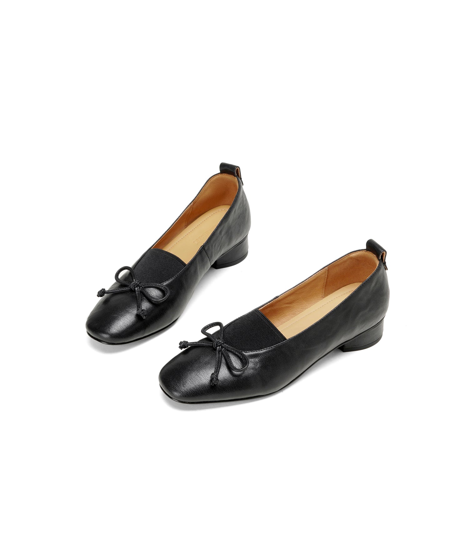 TinaCus Handmade Women's Genuine Leather Round Toe Elastic Slip On Low Heel Dress Loafer Shoes with Bowknot