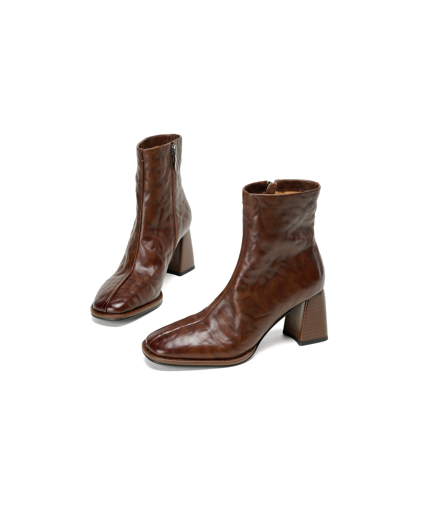 TinaCus Women's Ankle Boots Handmade Genuine Leather Square Toe High Block Heel Office Business