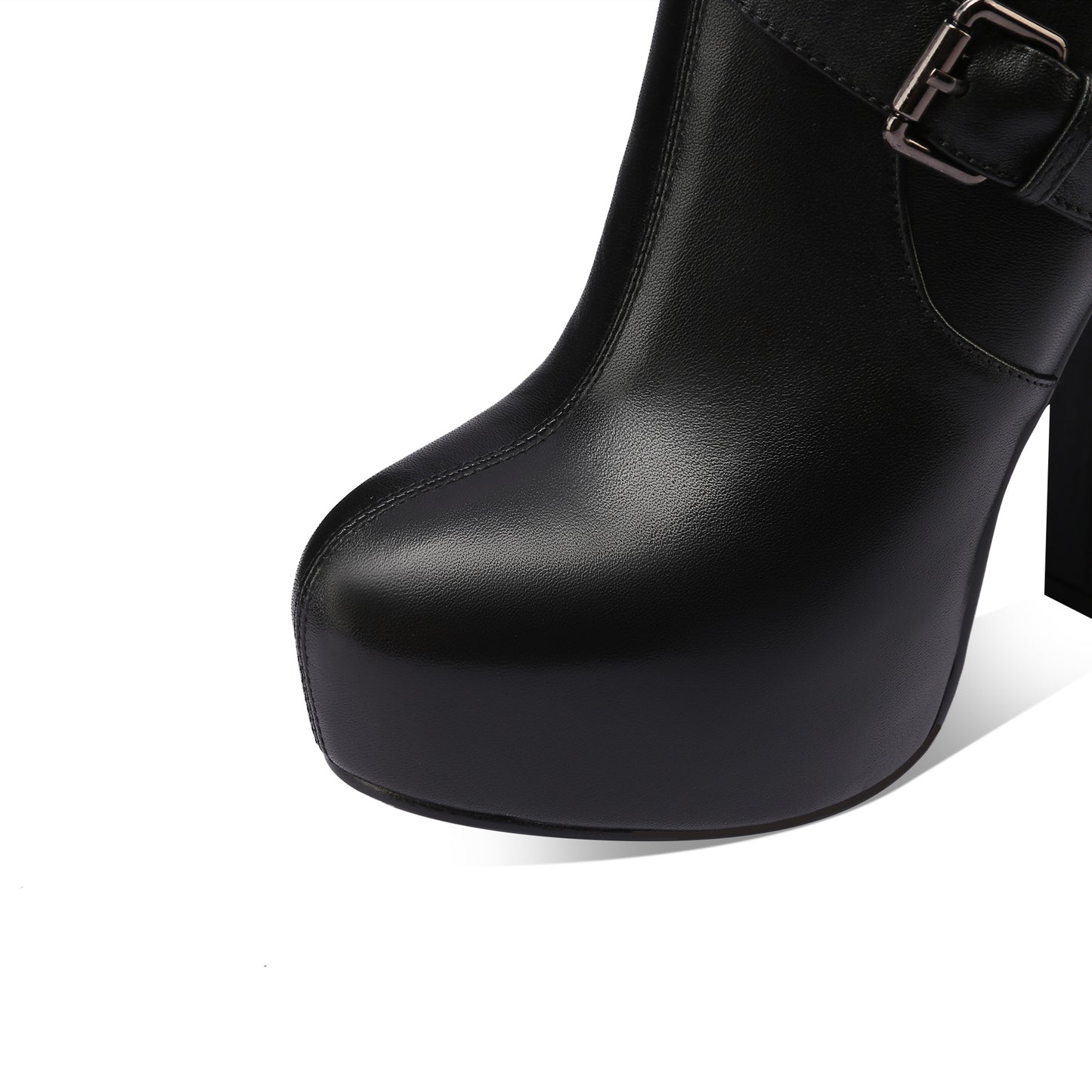 TinaCus Handmade Women's Genuine Leather Buckle Strap Round Toe Sexy High Heel Platform Fashion Boots
