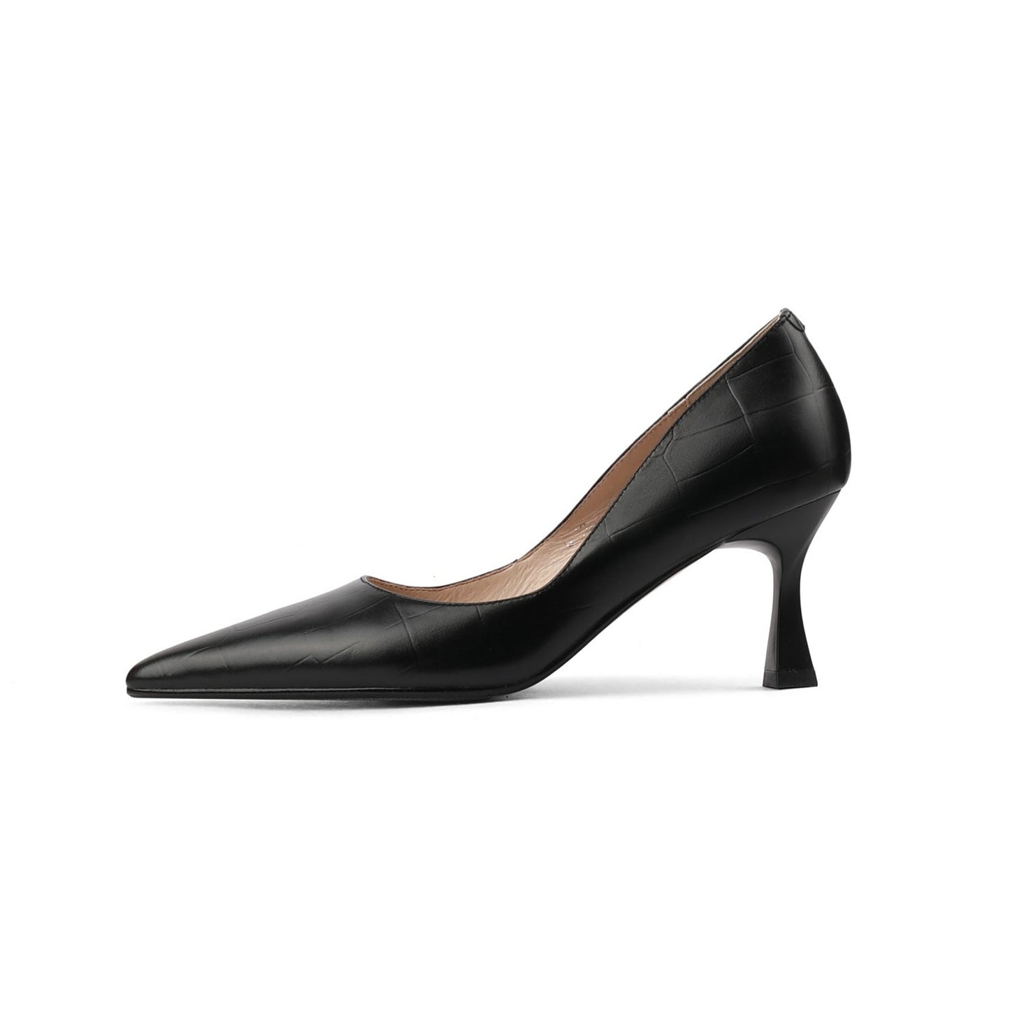 TinaCus Women's Genuine Leather Handmade Pointed Toe Slip On Mid Heel Dress Pumps