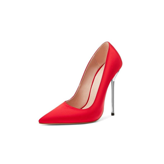 TinaCus Damen-Pumps, handgefertigt, Satin, sexy, spitze Zehenpartie, superhoher Stilettoabsatz, stilvolle Übergrößen