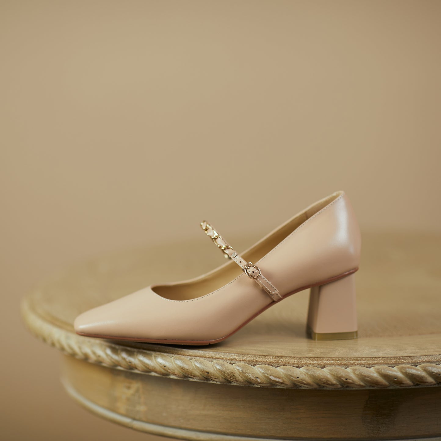 TinaCus Women's Genuine Leather Handmade Mid Chunky Heel Classic Square Toe Buckle Retro Mary Jane Pump Shoes