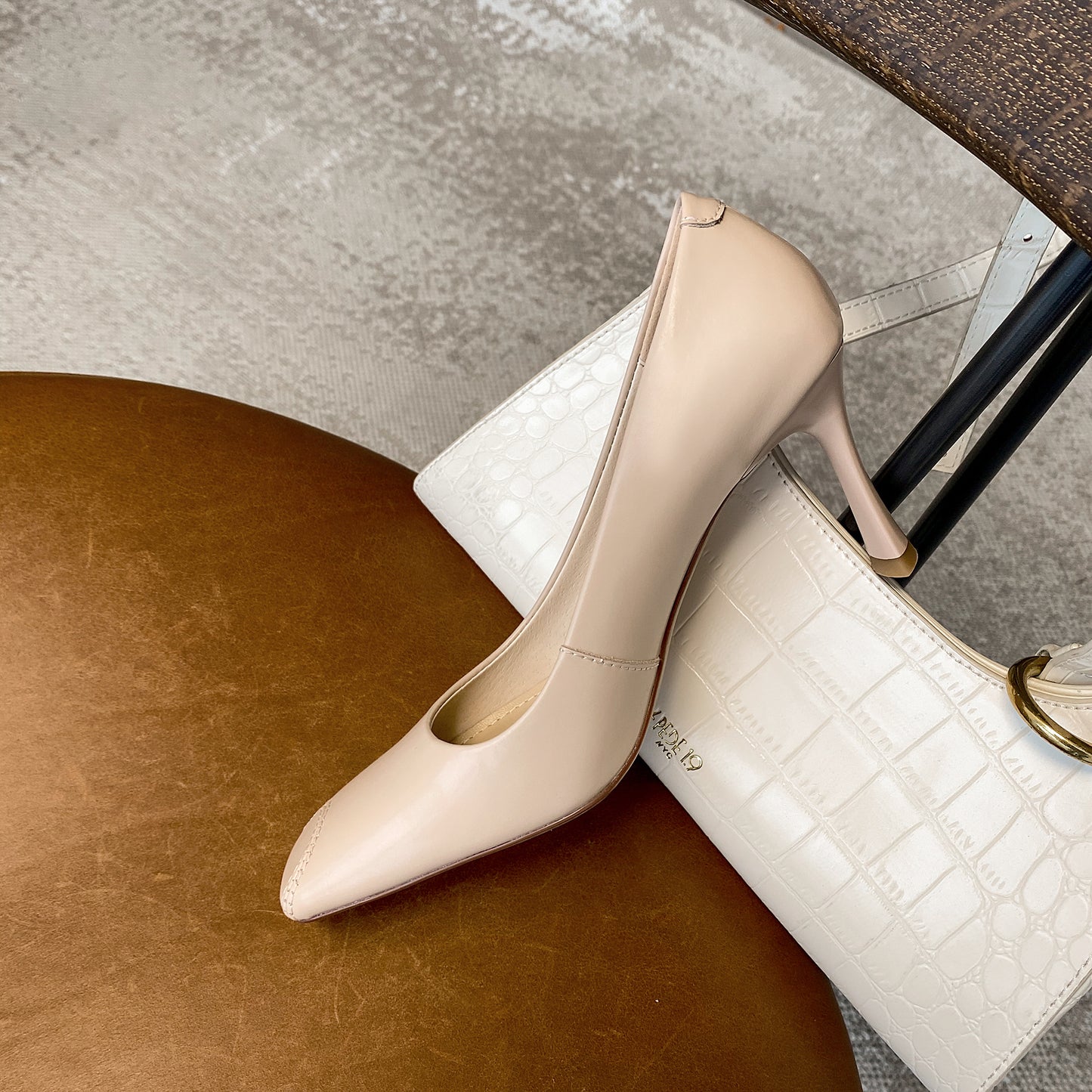 TinaCus Women's Genuine Leather Square Toe Handmade Stiletto Mid Heels Elegant Dress Pumps