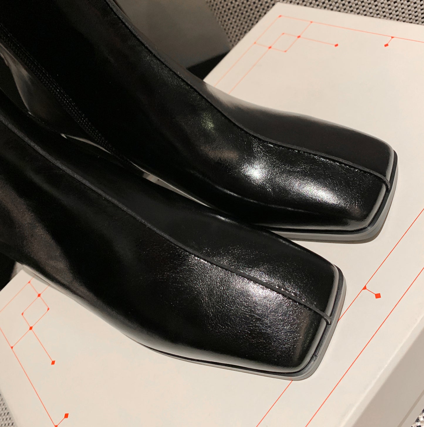 TinaCus Women's Genuine Leather Square Toe Handmade Zipper Mid Chunky Heels Trendy Mid Calf Boots