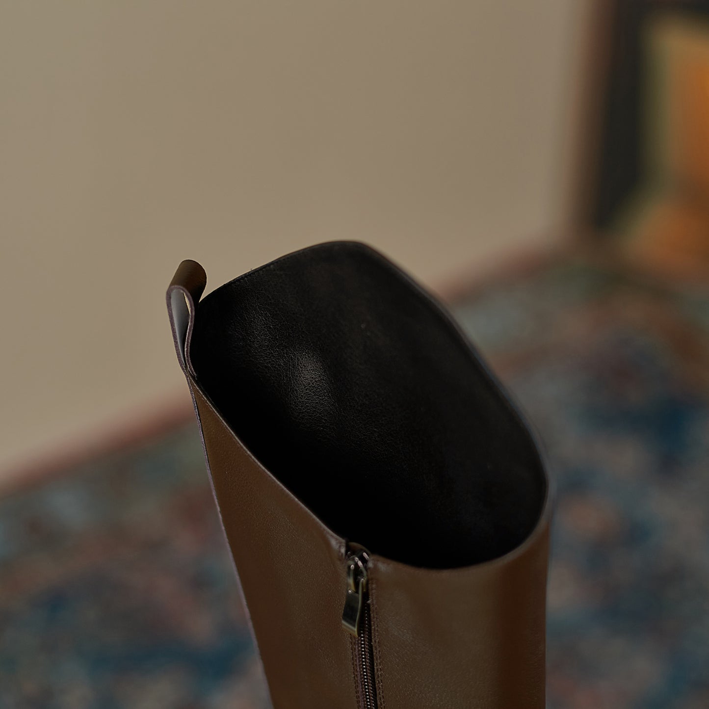 TinaCus Women's Genuine Leather Round Toe Handmade Platform Side Zipper Chic Irregular Knight Boots