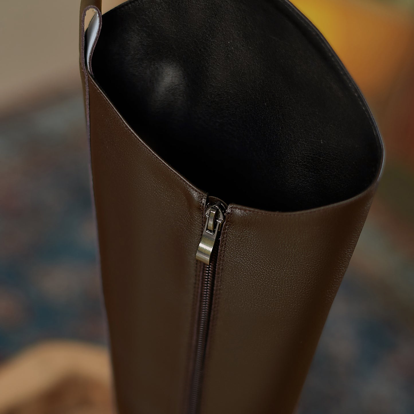 TinaCus Women's Genuine Leather Round Toe Handmade Platform Side Zipper Chic Irregular Knight Boots